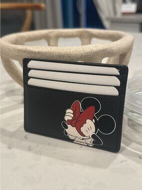 Brand new kate spade Black Disney Minnie Mouse Card Holder with Red Bow